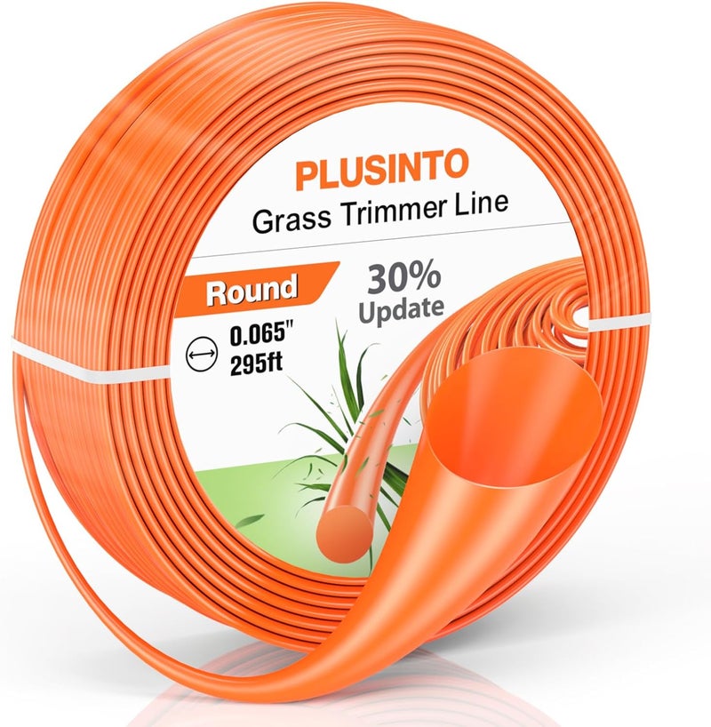 PLUSINTO String Trimmer Line .065", 295 Feet Weed Eater String, Round Trimmer Line for Universal Replacement, Orange Premium Nylon String Trimmer Line for Light Grass&Weeds - Image 1